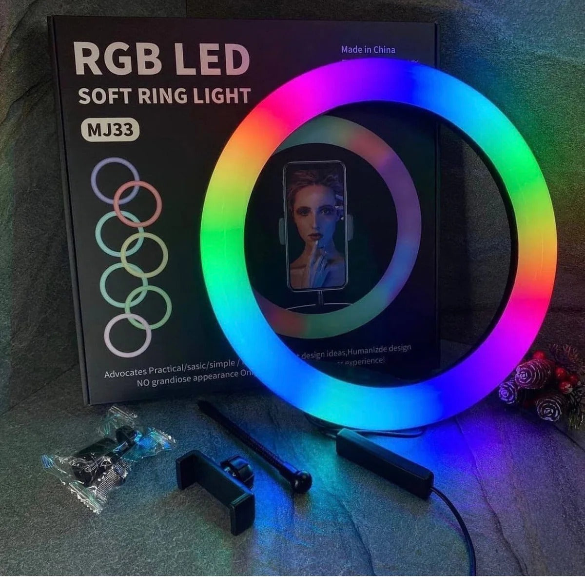 MJ33 RGB LED Soft Ring Light – Adjustable Color Photography & Video Lighting