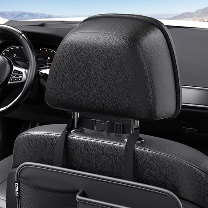 Multifunction Car Seat Organizer – PU Leather Side & Backseat Storage Bag with Hooks