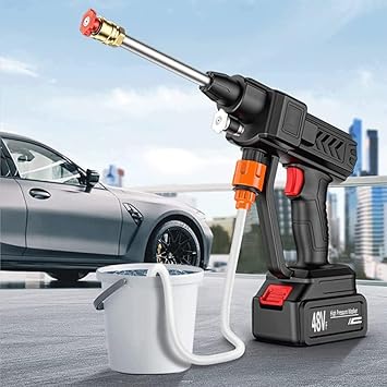 Automatic Cordless Car Wash Spray Gun – 48V High Pressure Wireless Washer with Foam Jet (Rechargeable Battery)
