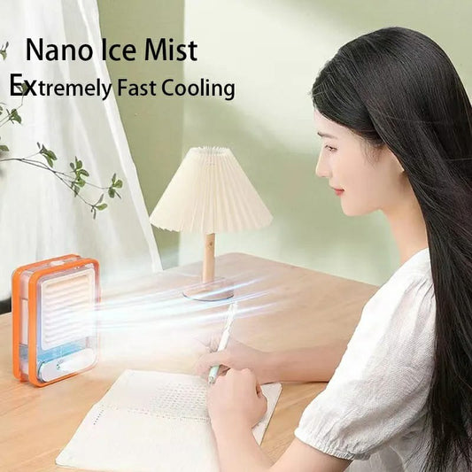 Portable USB Mini Air Cooler – Rechargeable Desktop Water Cooling Fan with 3 Speed Spray Humidifier