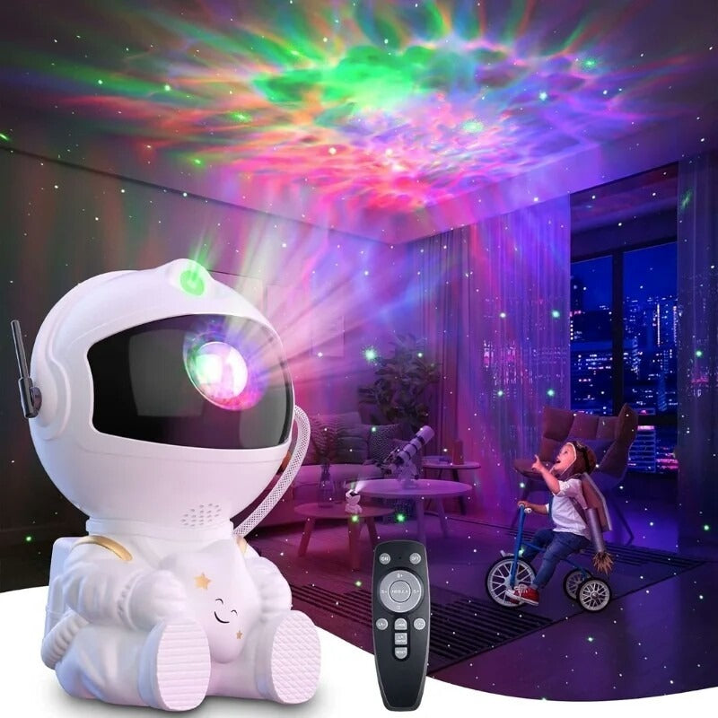 Astronaut Starry Sky Galaxy Projector – Rotating Nebula Night Light with Remote & Timer (Black)