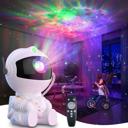 Astronaut Starry Sky Galaxy Projector – Rotating Nebula Night Light with Remote & Timer (Black)