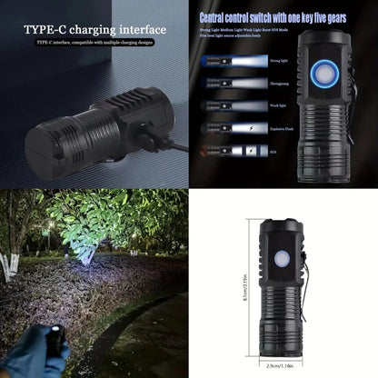 Rechargeable 3-LED Mini Flashlight – Portable Emergency Touch Light with Charging Cable