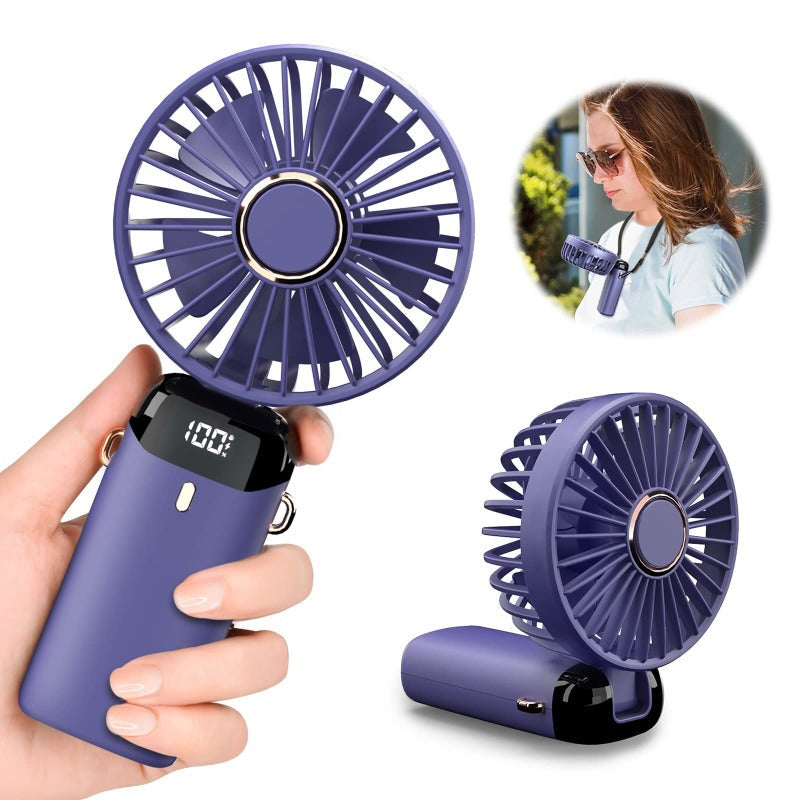 Rechargeable Hand Fan with LED Display | 5 Speed Modes Portable Mini Handy Fan for Kids & School Use