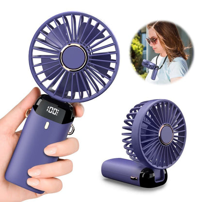 Rechargeable Hand Fan with LED Display | 5 Speed Modes Portable Mini Handy Fan for Kids & School Use