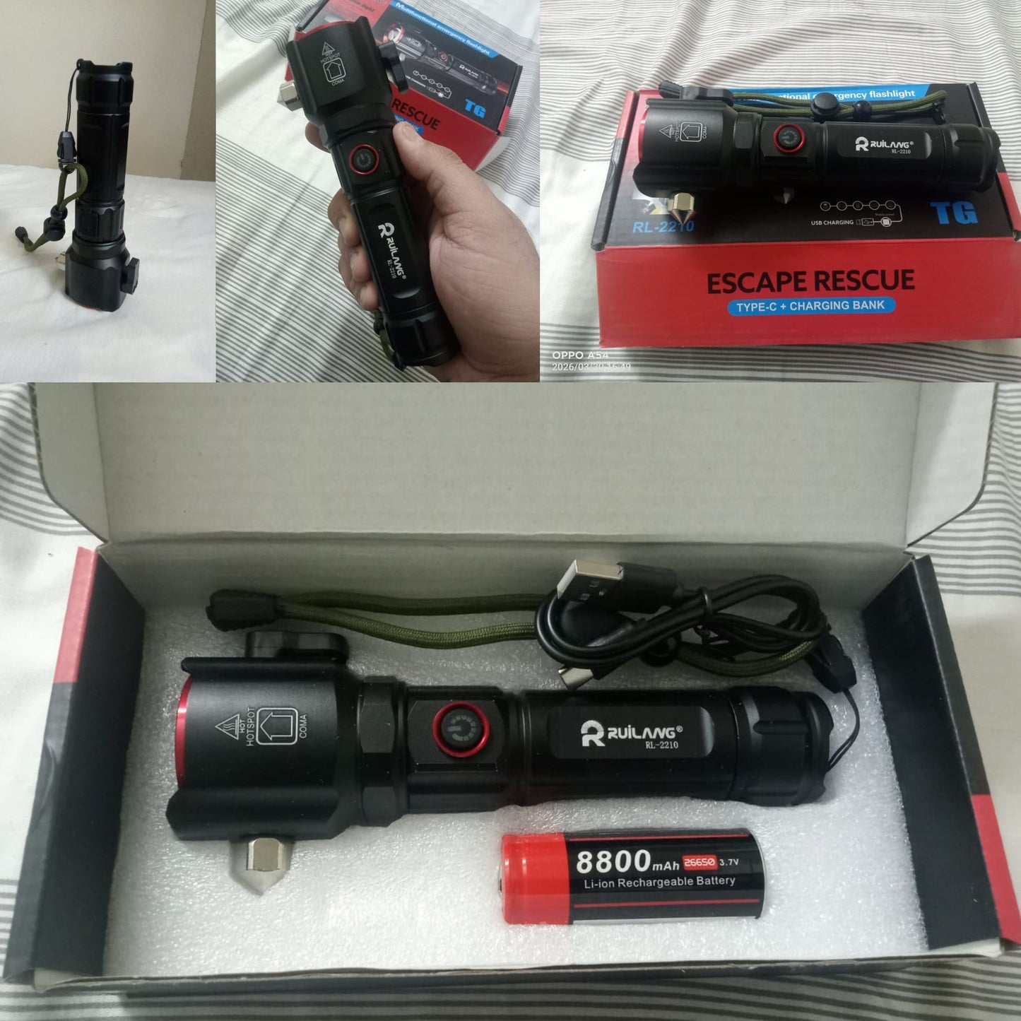 4-in-1 Emergency LED Flashlight – Light, Safety Hammer & Seatbelt Cutter all in One