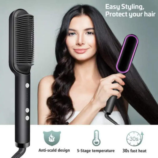 High Quality 5 In 1 Hair Styler Brush – Straightener, Curler, Blow Dryer & Volumizer | Negative Ionic Electric Air Wrap (Random Color)