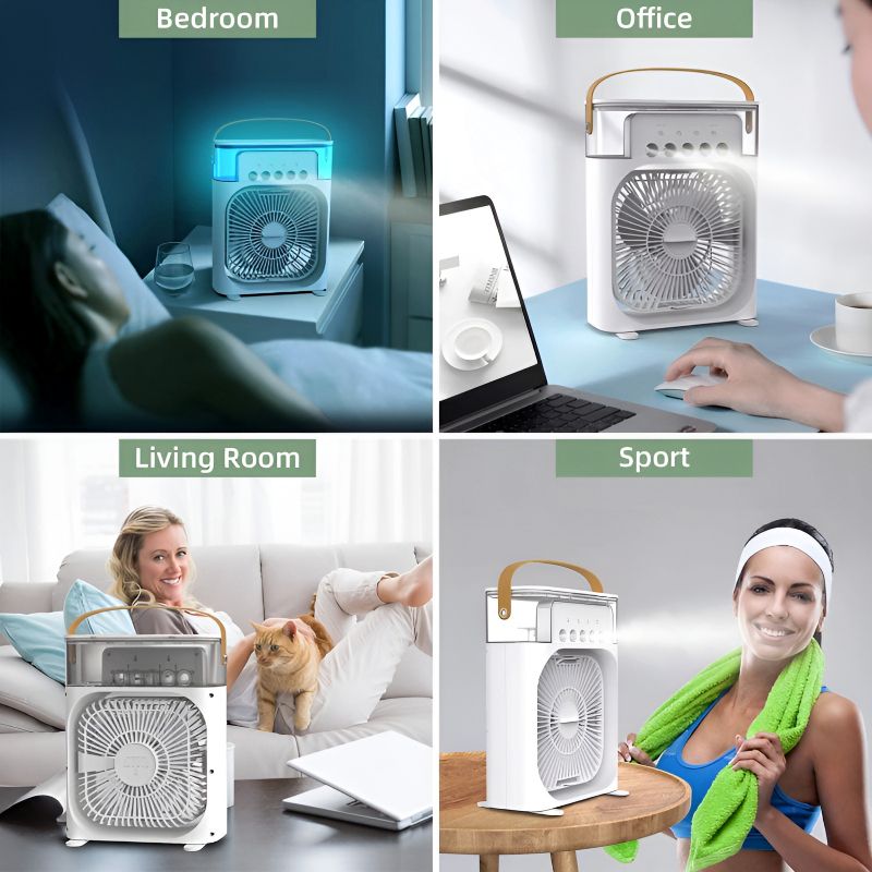 Portable Air Conditioner Fan – USB Mini Air Cooler with Water Mist