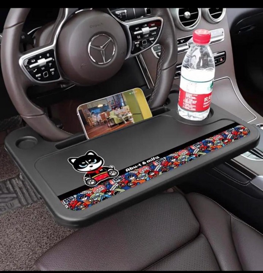 Plastic Steering Wheel Dining & Work Tray for Car | Portable Food Table & Laptop Desk for Driver & Passenger