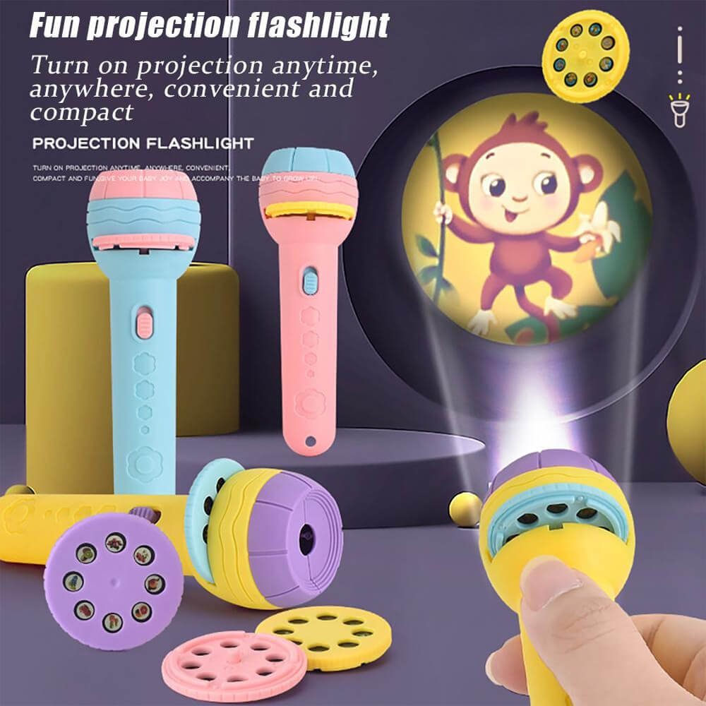 Children’s Slide Projector Torch with 4 Reels – Dinosaur & Animal Patterns | Bedtime Night Light & Educational Toy