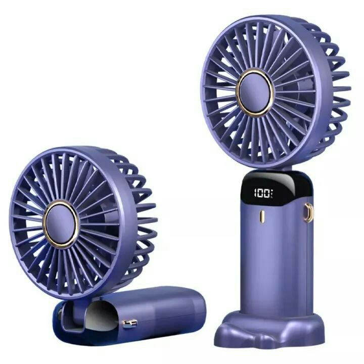 Rechargeable Hand Fan with LED Display | 5 Speed Modes Portable Mini Handy Fan for Kids & School Use