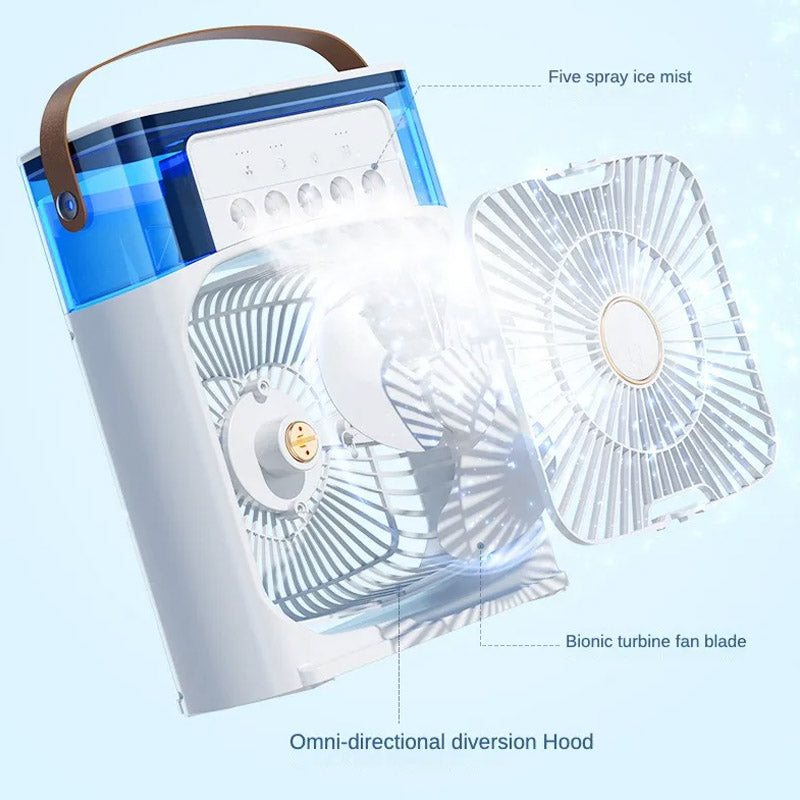 Portable Air Conditioner Fan – USB Mini Air Cooler with Water Mist