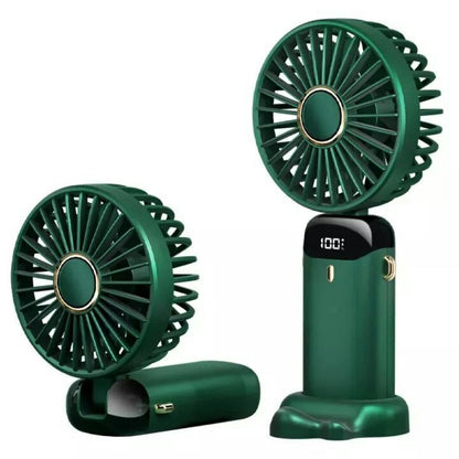 Rechargeable Hand Fan with LED Display | 5 Speed Modes Portable Mini Handy Fan for Kids & School Use