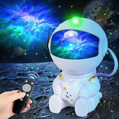 Astronaut Starry Sky Galaxy Projector – Rotating Nebula Night Light with Remote & Timer (Black)