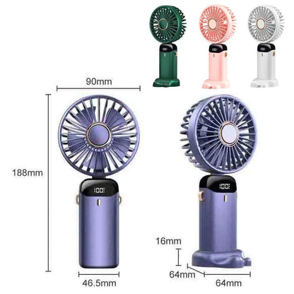 Rechargeable Hand Fan with LED Display | 5 Speed Modes Portable Mini Handy Fan for Kids & School Use