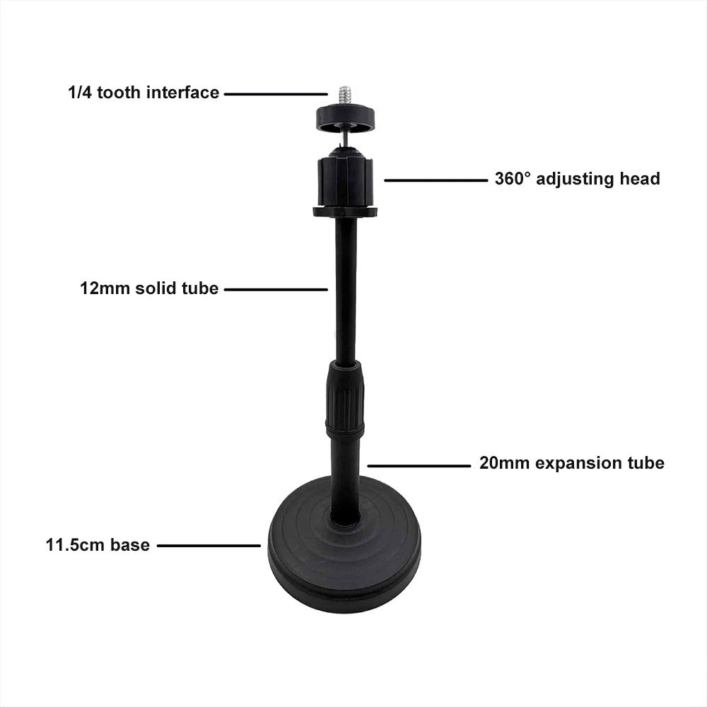 Multi-Functional Microphone Stand with Phone Holder | Adjustable Desktop Phone Stand for Live Streaming & Online Use