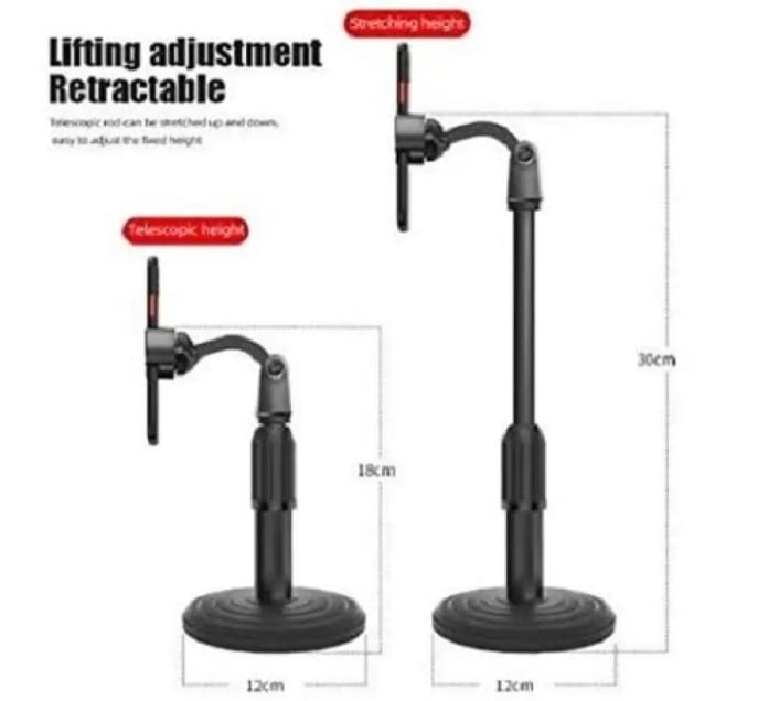 Multi-Functional Microphone Stand with Phone Holder | Adjustable Desktop Phone Stand for Live Streaming & Online Use