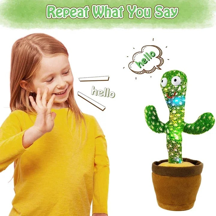 Dancing Cactus Toy – Singing, Talking & Repeating Plush | USB Rechargeable Fun Toy for Babies & Kids (6+ Months)