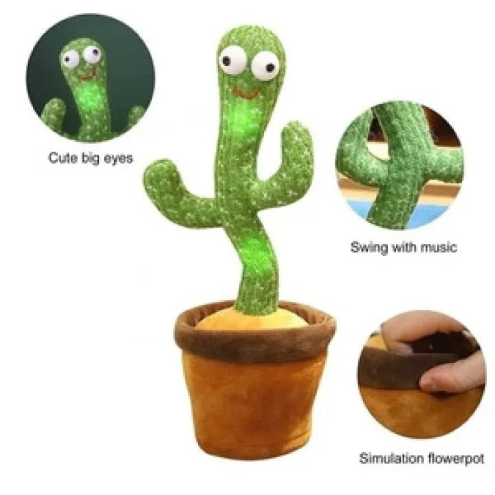 Dancing Cactus Toy – Singing, Talking & Repeating Plush | USB Rechargeable Fun Toy for Babies & Kids (6+ Months)