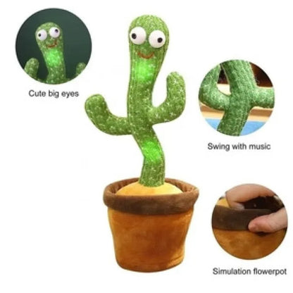 Dancing Cactus Toy – Singing, Talking & Repeating Plush | USB Rechargeable Fun Toy for Babies & Kids (6+ Months)
