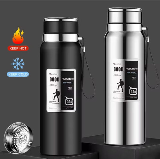 1000ml Large Capacity Stainless Steel Thermos Bottle – Hot & Cold Vacuum Flask (Random Color)