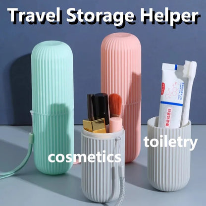 Portable Toothbrush Holder Case & Toothpaste Storage Cup – Travel Organizer (Random Color)