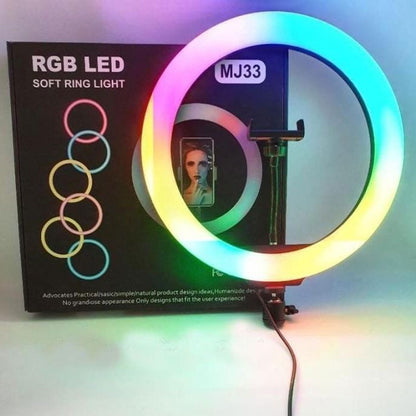 MJ33 RGB LED Soft Ring Light – Adjustable Color Photography & Video Lighting