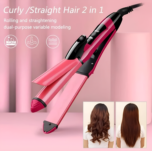Nova 2-in-1 Hair Straightener & Curler NH-2009 – Quick Heat Ceramic Styling Tool for Smooth Straight Hair & Effortless Curls